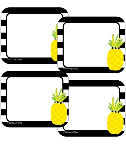 Simply Stylish Tropical Pineapple Stripe Name Tags (Other)