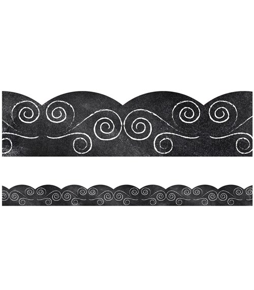 Industrial Cafe Swirls on Chalkboard Scalloped Borders (Other)