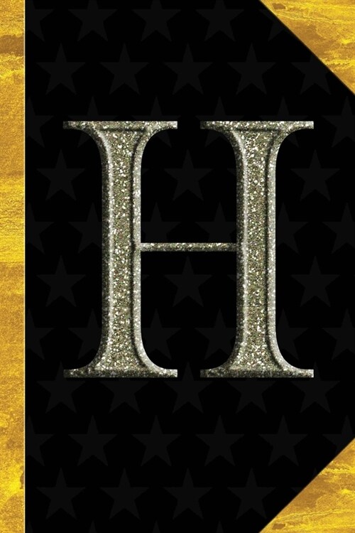 H: Black with Gold Classic Vintage theme - Personalized College Lined Notebook Journal - Diary & Note Taking -Initial Mon (Paperback)