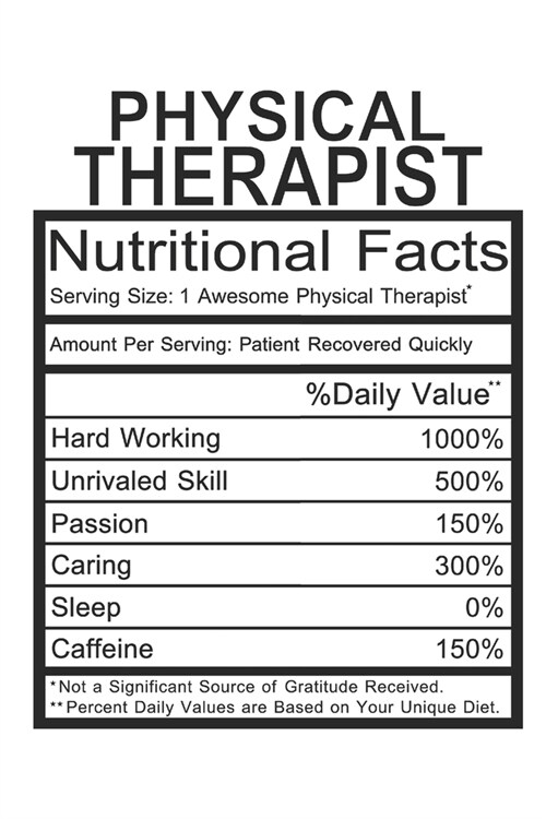 Physical Therapist: Physical Therapist Gift - Funny Lined Notebook Journal Featuring Nutritional Facts About Physical Therapist (Paperback)