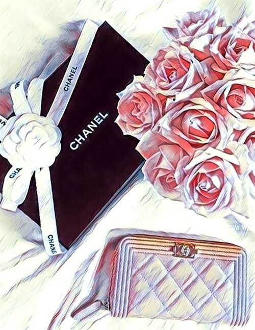 Chanel and Roses in Bed: BLANK composition notebook 8.5 x 11, 118 DOT GRID PAGES (luxury art notebook) (Paperback)