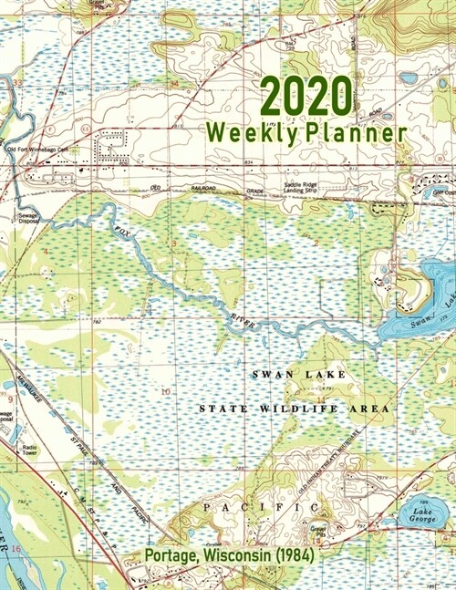 2020 Weekly Planner: Portage, Wisconsin (1984): Vintage Topo Map Cover (Paperback)