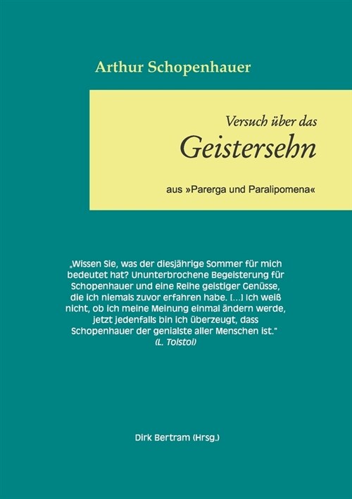 ?er das Geistersehen: aus Parerga und Paralipomena (Paperback)