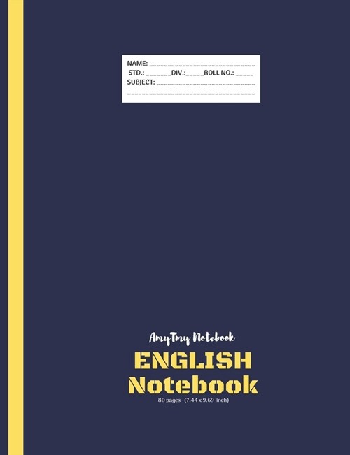 English Notebook - AmyTmy Notebook - 80 pages - 7.44 x 9.69 inch - Matte Cover (Paperback)