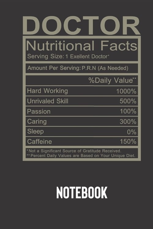 doctor nutritional facts: small lined Humor Nutritional Facts Notebook / Travel Journal to write in (6 x 9) 120 pages (Paperback)