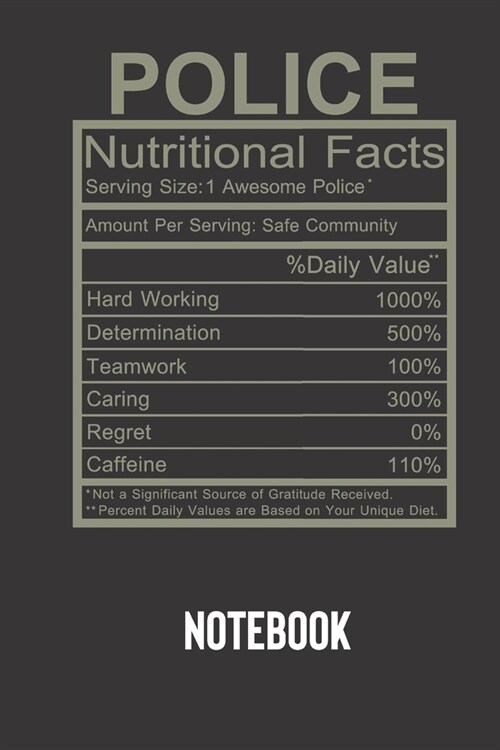 police nutritional facts: small lined Humor Nutritional Facts Notebook / Travel Journal to write in (6 x 9) 120 pages (Paperback)