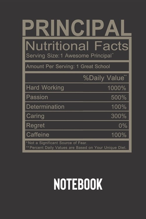 principal nutritional facts: small lined Humor Nutritional Facts Notebook / Travel Journal to write in (6 x 9) 120 pages (Paperback)