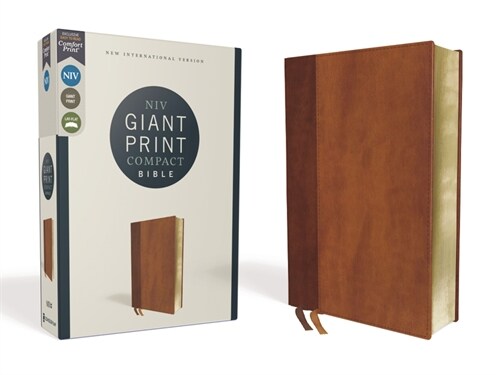 Niv, Giant Print Compact Bible, Leathersoft, Brown, Red Letter Edition, Comfort Print (Imitation Leather)