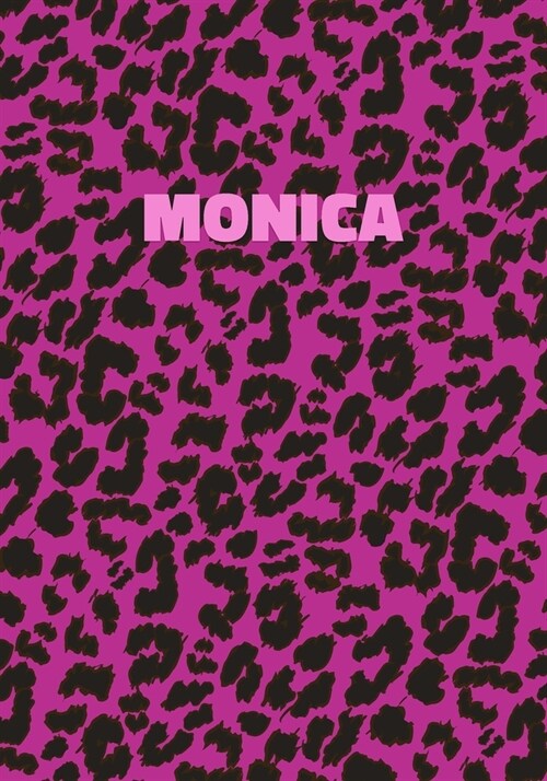Monica: Personalized Pink Leopard Print Notebook (Animal Skin Pattern). College Ruled (Lined) Journal for Notes, Diary, Journa (Paperback)