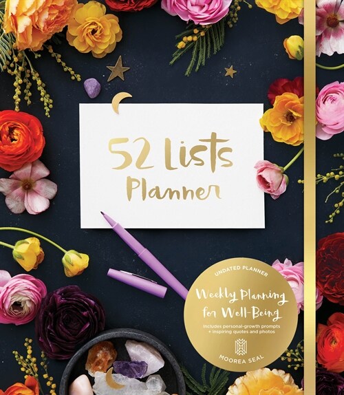 52 Lists Planner Undated 12-Month Monthly/Weekly Spiralbound Planner with Pocket S (Black Floral): Includes Prompts for Well-Being, Reflection, Person (Other)