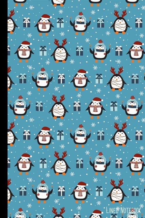 Lined Notebook: Cute Christmas Penguins - 120 page - Classic Ruled Lines - Journal - Composition book (Paperback)