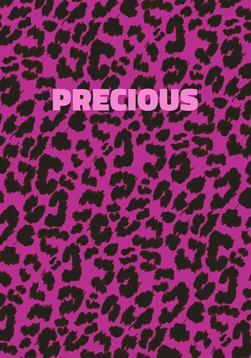 Precious: Personalized Pink Leopard Print Notebook (Animal Skin Pattern). College Ruled (Lined) Journal for Notes, Diary, Journa (Paperback)