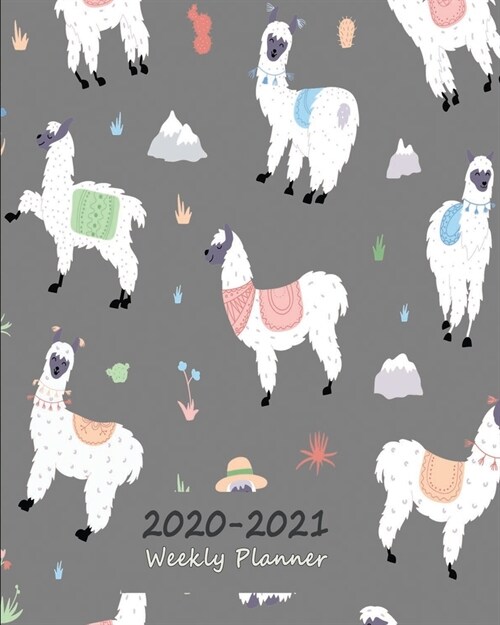 2020 - 2021 Weekly Planner: 24 Months Diary, Journal & Notebook including To Do List - UK Edition - Seamless Llama Gray (Paperback)