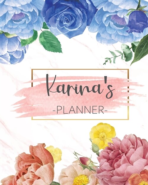 Karinas Planner: Monthly Planner 3 Years January - December 2020-2022 - Monthly View - Calendar Views Floral Cover - Sunday start (Paperback)
