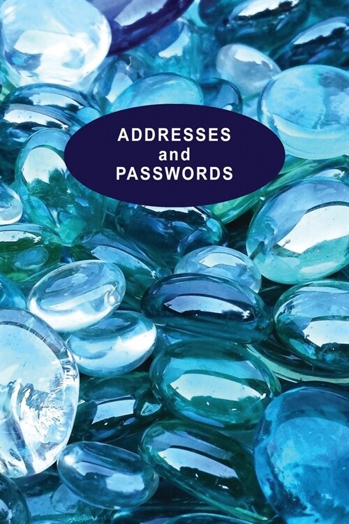 Low Vision Address Book and Password Record: 6 x 9 Large Print Organizer for Visually Impaired with Blue Glass Design Cover (Paperback)