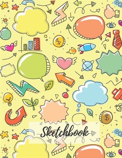 Sketchbook: Blank, Large (110 pages, 8.5 x 11 in) Simple Notebook for Drawing or Sketching. Cartoon Sketchbook to Draw and Journal (Paperback)
