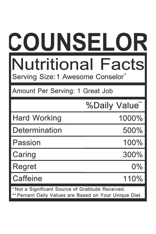 Councelor: Councelor Gift - Funny Notebook Journal Featuring Nutritional Facts About Councelor (Paperback)