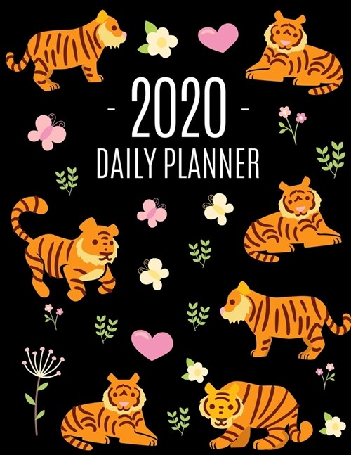 Jungle Tiger Planner 2020: Stylish 2020 Year Organizer: January - December Pretty Safari Animal Planner Scheduler With Butterflies & Flowers Achi (Paperback)