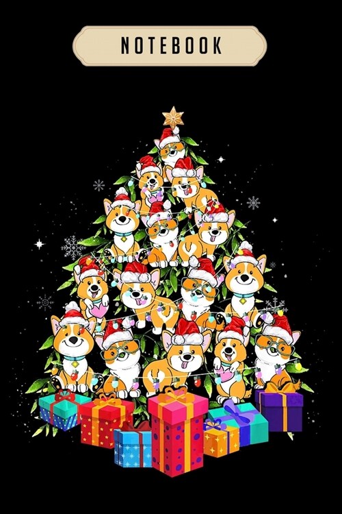 Notebook: Funny corgi dog christmas tree with ornament decor gift Notebook-6x9(100 pages)Blank Lined Paperback Journal For Stude (Paperback)