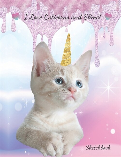 I Love Caticorns and Slime!: Blank Page Artist Sketchbook for Cat, Unicorn, Unicat and Slime Lovers 8.5x11 (Paperback)