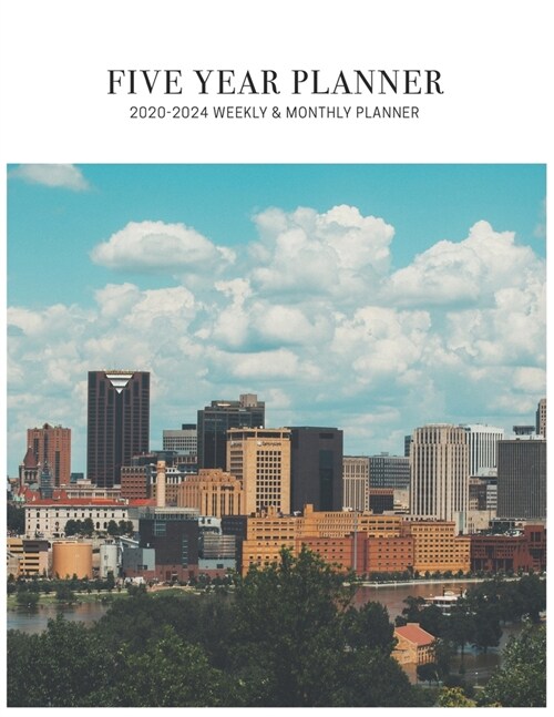 5 Year Calendar Planner 2020-2024: Modern minimal and clean Productive planner (Paperback)