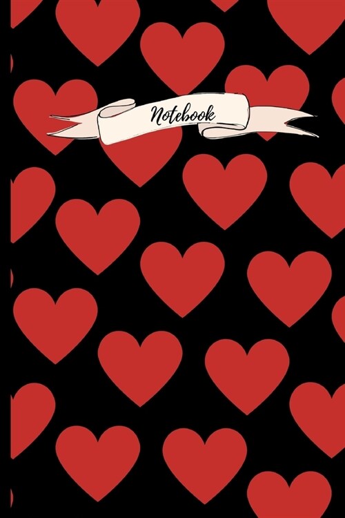 Notebook: Love Heart Notebook Pretty red Love Heart Notebook/Journal.Red Black lined notebook 120 pages (Paperback)