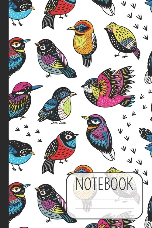 Notebook with Beautiful Bird Design on White Background: Pretty Lined Notebook (Journal / Diary) for Women (Paperback)