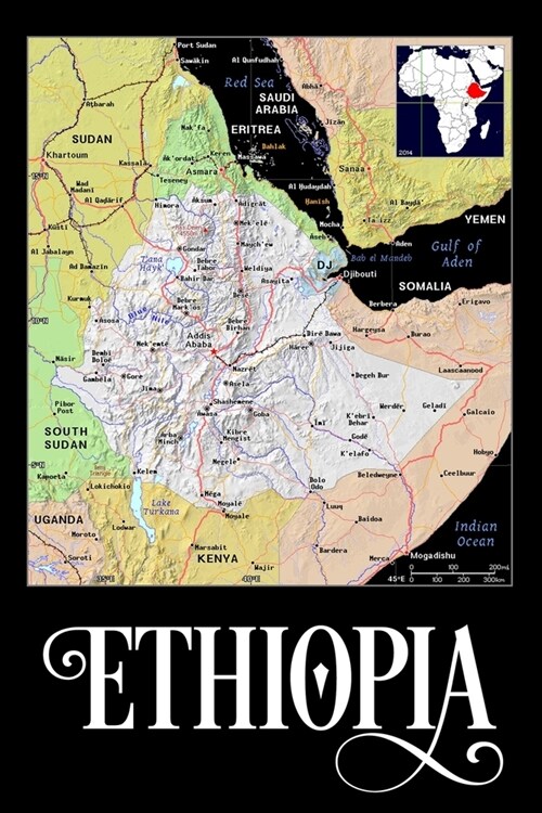 Ethiopia: Map of Ethiopia Notebook (Paperback)