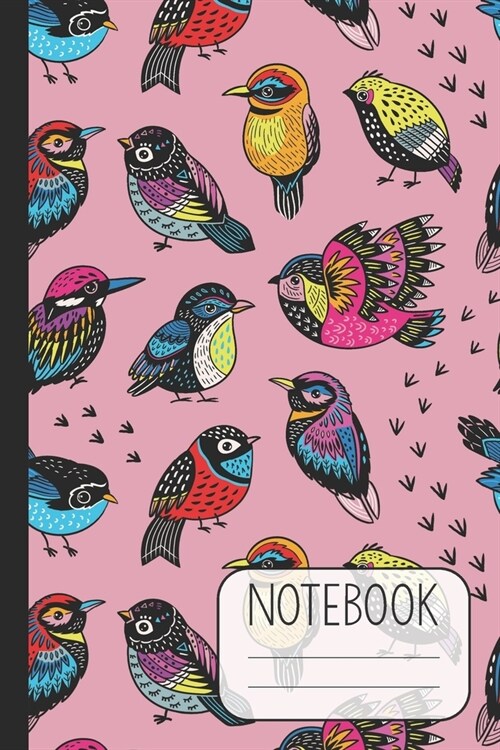 Notebook with Beautiful Bird Design on Pink: Pretty Lined Notebook (Journal / Diary) for Women (Paperback)