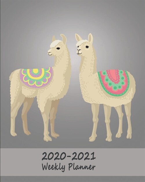 2020 - 2021 Weekly Planner: Two-Year Diary & Notebook with To Do List - US Edition - Two Llama / Alpaca Gray (Paperback)