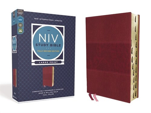 NIV Study Bible, Fully Revised Edition, Large Print, Leathersoft, Burgundy, Red Letter, Thumb Indexed, Comfort Print (Imitation Leather)