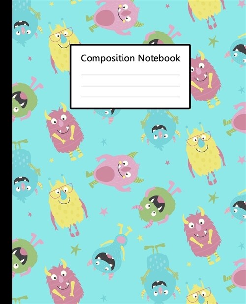 Composition Notebook: Monsters Pastel Colorful, 110 Pages 7.5x9.25 College Wide Ruled Paper Notebook Journal, Blank Lined Workbook for Tee (Paperback)