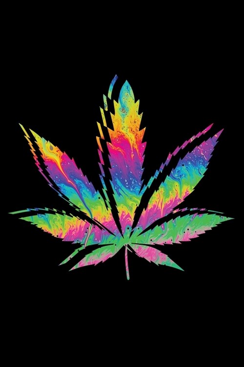Notebook: Cannabis Plant Psychedelic Hippie Marijuana Weed CBD THC Oil Black Lined Journal Writing Diary - 120 Pages 6 x 9 (Paperback)