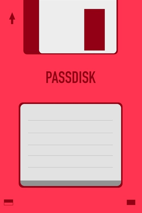 Red Passdisk Floppy Disk 3.5 Diskette Retro Password log [110pages][6x9]: Vintage Retrowave Vaporwave Theme (Paperback)