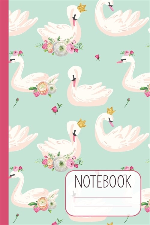 Notebook with Royal Swans on Turquoise Design: Pretty Lined Notebook (Journal / Diary) for Women (Paperback)