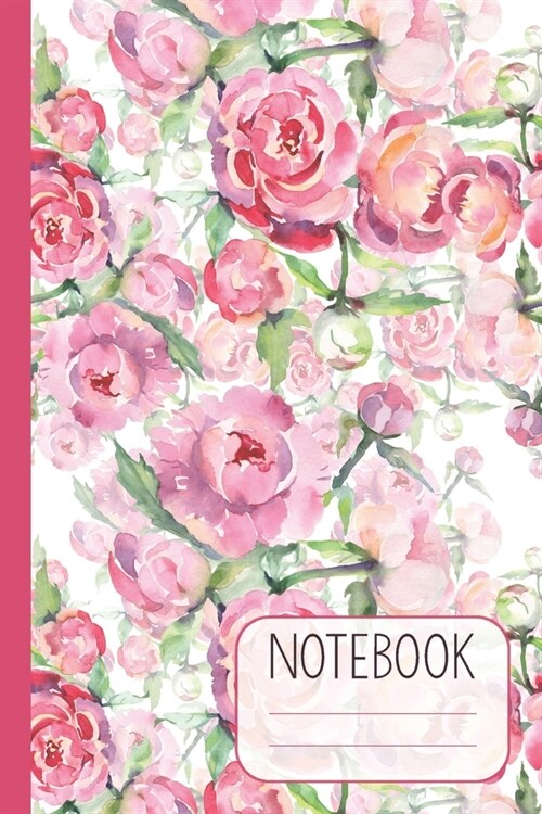 Notebook with Pink Watercolour Roses: Pretty Lined Notebook (Journal / Diary) for Women (Paperback)