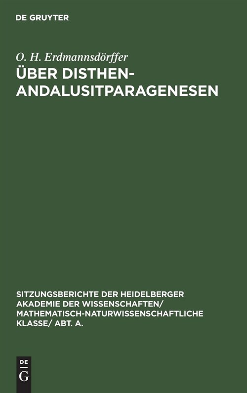 ?er Disthen-Andalusitparagenesen (Hardcover, Reprint 2019)