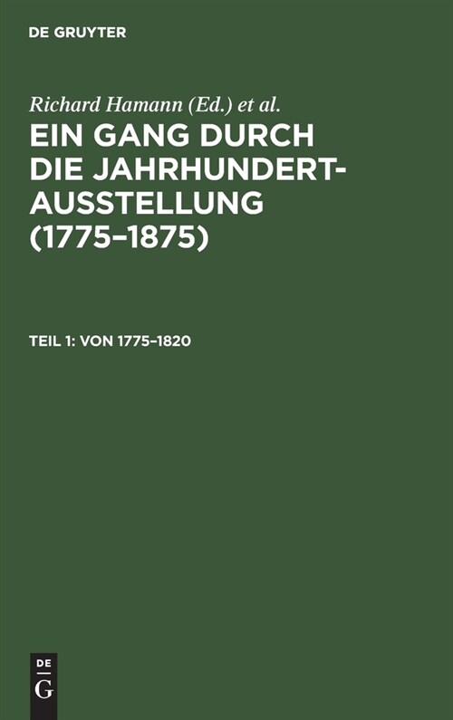 Von 1775-1820: (chodowiecki, Graff, W. V. Kobell, Friedrich, J. F. A. Tischbein, Runge) (Hardcover, Reprint 2019)