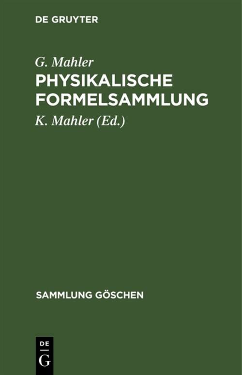 Physikalische Formelsammlung (Hardcover, 8, 8., Verb. Aufl.)