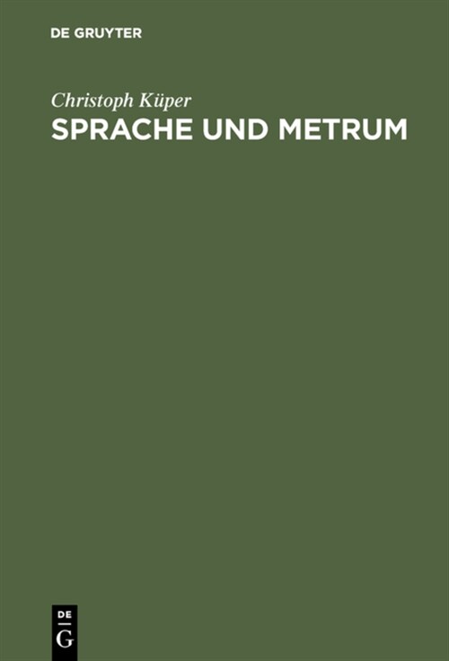 Sprache Und Metrum (Hardcover, Reprint 2017)