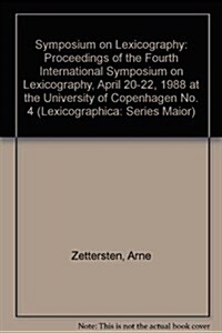 Symposium on Lexicography IV (Hardcover, Reprint 2017)