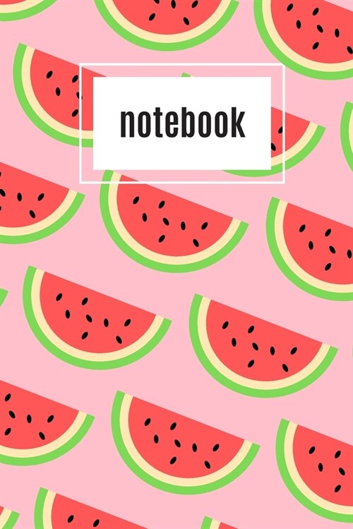 Watermelon print pink notebook: novelty watermelon notebook 6x9 (Paperback)