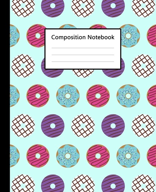 Composition Notebook: Cute mini Doughnut Colorful Blue Sky Pattern, 110 Pages 7.5x9.25 College Wide Ruled Paper Notebook Journal, Blank Li (Paperback)
