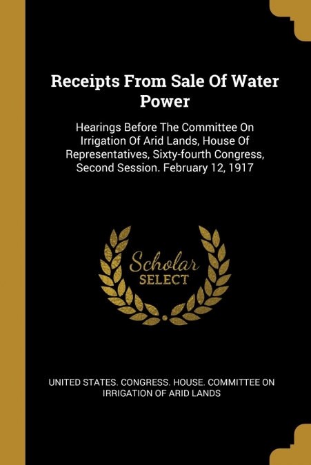 Receipts From Sale Of Water Power: Hearings Before The Committee On Irrigation Of Arid Lands, House Of Representatives, Sixty-fourth Congress, Second (Paperback)