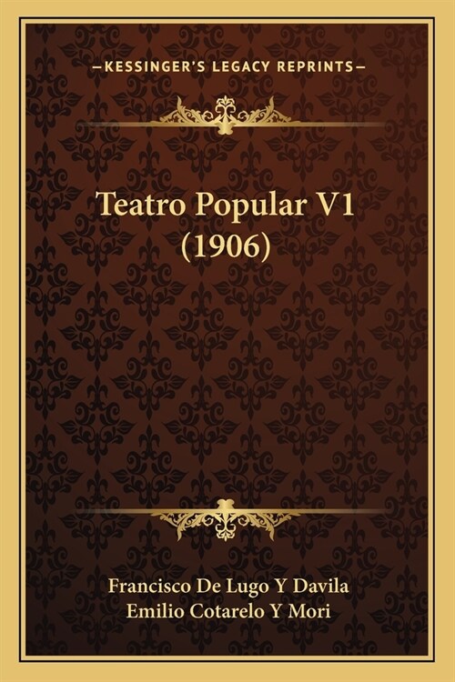 Teatro Popular V1 (1906) (Paperback)