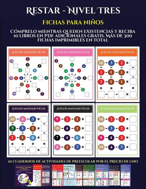 Fichas para ni?s (Restar - Nivel Tres): C?prelo mientras queden existencias y reciba 12 libros en PDF adicionales gratis. M? de 300 fichas imprimib (Paperback)