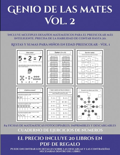 Cuaderno de ejercicios de n?eros (Genio de las mates Vol. 2): Incluye m?tiples desaf?s matem?icos para el preescolar m? inteligente. Precisa de l (Paperback)