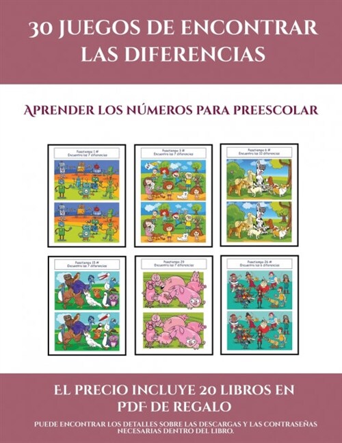 Aprender los n?eros para preescolar (30 juegos de encontrar las diferencias): C?prelo mientras queden existencias y reciba 20 libros en PDF adiciona (Paperback)