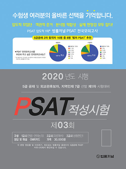 [중고] 2020 제3회 법률저널 헌법 + PSAT 봉투모의고사