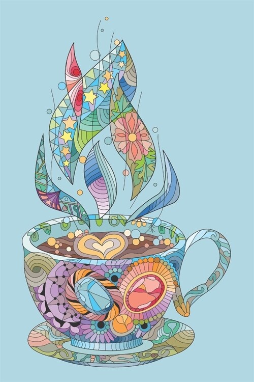 Dot Grid Notebook: 150 Page Journal - 6x9 (15.24 x 22.86 cm) - White Paper - Light Teal Cover with Teacup Illustration (Paperback)
